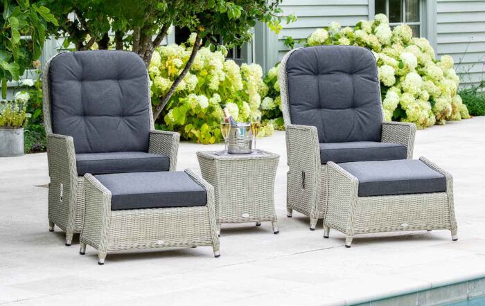 Bramblecrest Monterey Grey Reclining Chairs with Ceramic Top Table Bramblecrest Monterey Grey Reclining Chairs with Ceramic Top Table
