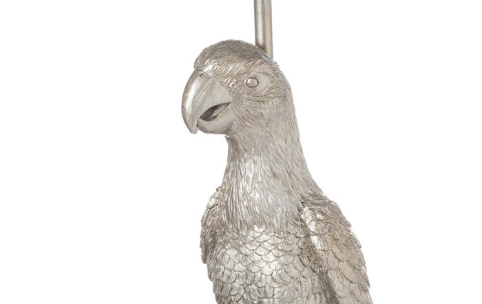 Hill Interiors Percy The Parrot Silver Table Lamp With Grey Velvet Shade Hill Interiors Percy The Parrot Silver Table Lamp With Grey Velvet Shade