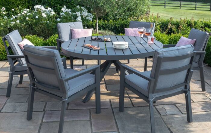 Maze New York 6 Seat Round Dining Set - Dove Grey Maze New York 6 Seat Round Dining Set - Dove Grey