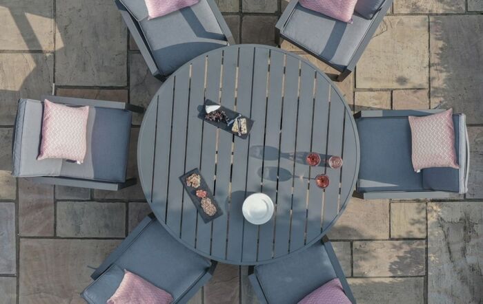 Maze New York 6 Seat Round Dining Set - Dove Grey Maze New York 6 Seat Round Dining Set - Dove Grey
