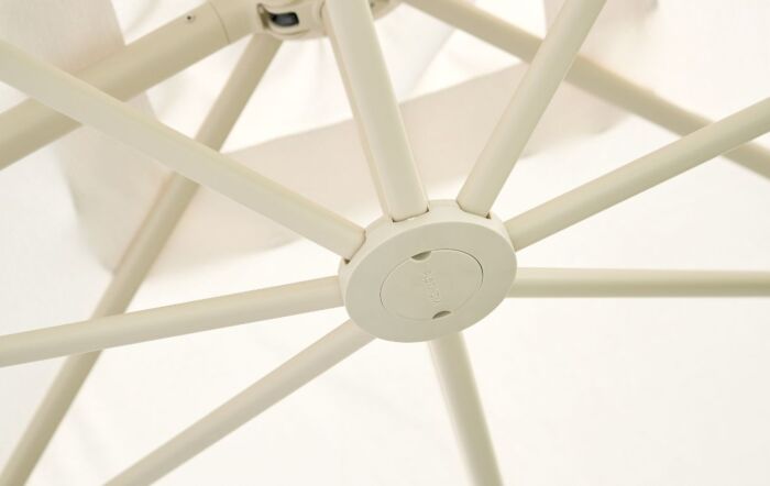 Pacific Lifestyle Nexus T2 Premium Sandstone/Champagne Free Arm Parasol With Venezia 90kg Ceramic Wheeled Base