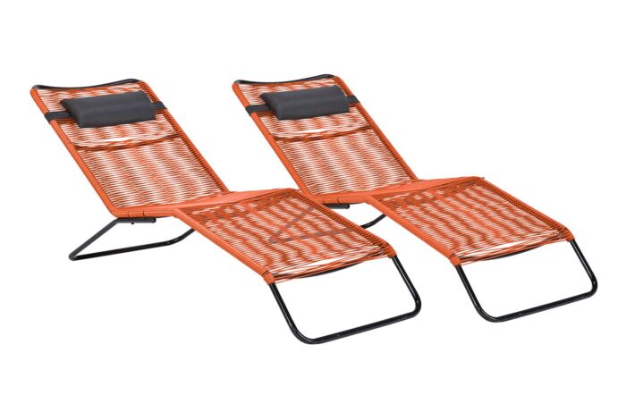 Pacific Lifestyle Orange PU Rio Set of 2 Sun Loungers Pacific Lifestyle Orange PU Rio Set of 2 Sun Loungers