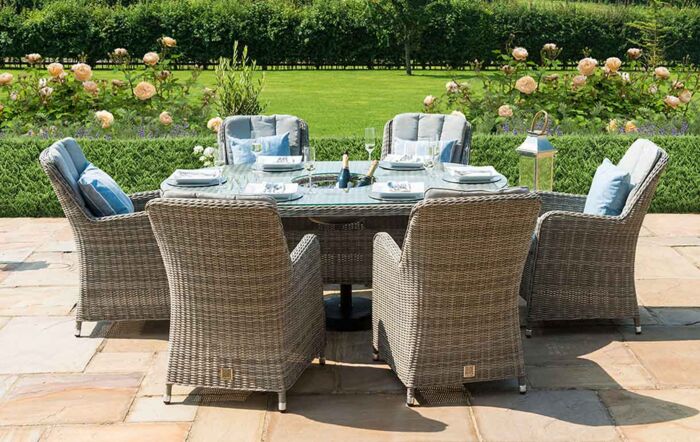 Maze Oxford Grey 6 Seat Oval Dining Set With Ice Bucket & Venice Chairs Maze Oxford Grey 6 Seat Oval Dining Set With Ice Bucket & Venice Chairs
