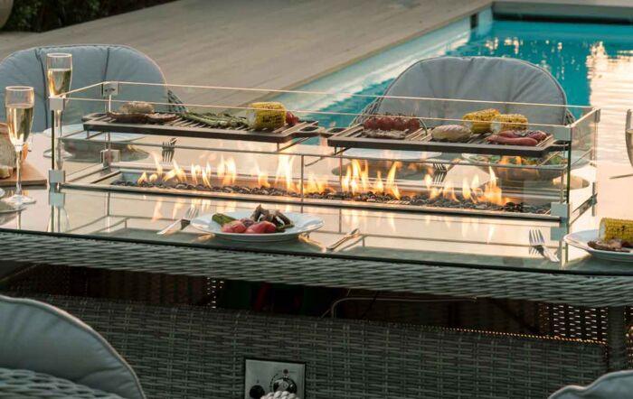 Maze Oxford 8 Seat Oval Fire Pit Dining Set with Heritage Chairs Maze Oxford 8 Seat Oval Fire Pit Dining Set with Heritage Chairs