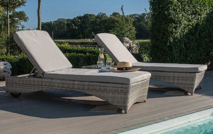 Maze Oxford Sun loungers and Table Set - Grey Maze Oxford Sun loungers and Table Set - Grey