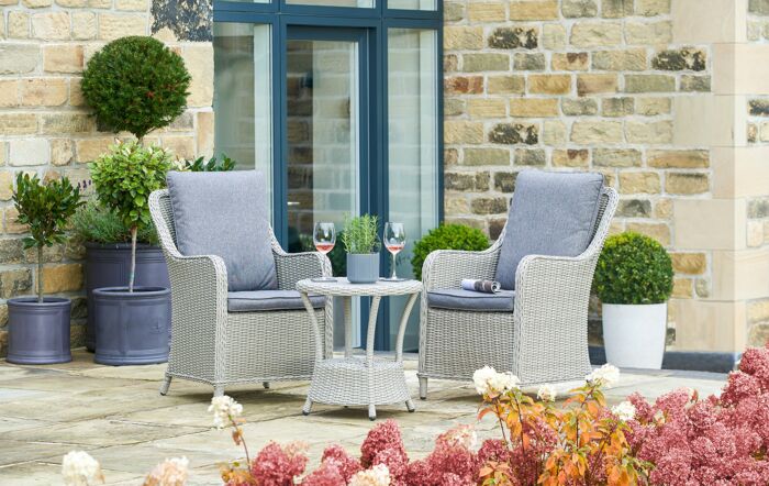 Pacific Lifestyle Antigua Bistro Set with Ceramic Top - Stone Grey Pacific Lifestyle Antigua Bistro Set with Ceramic Top - Stone Grey