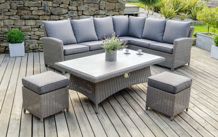 Pacific Lifestyle Barbados Garden Corner Adjustable Ceramic Top Set - Grey Pacific Lifestyle Barbados Garden Corner Adjustable Ceramic Top Set - Grey