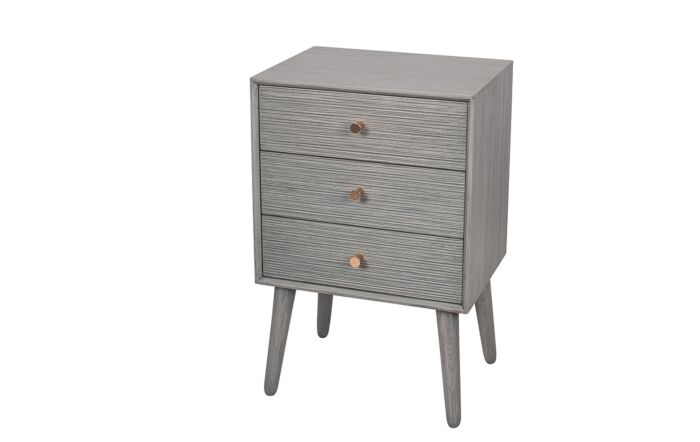 Pacific Lifestyle Chaya Dark Grey Pine Wood 3 Drawer Bedside Table Pacific Lifestyle Chaya Dark Grey Pine Wood 3 Drawer Bedside Table