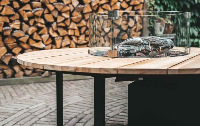 Pacific Lifestyle Cosiloft 120 Round Fire Pit Black and Teak