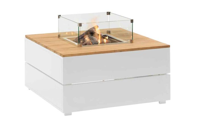 Pacific Lifestyle Cosipure 100 White and Teak Square Fire Pit