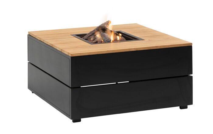 Pacific Lifestyle Cosipure 100 Square Fire Pit Black and Teak
