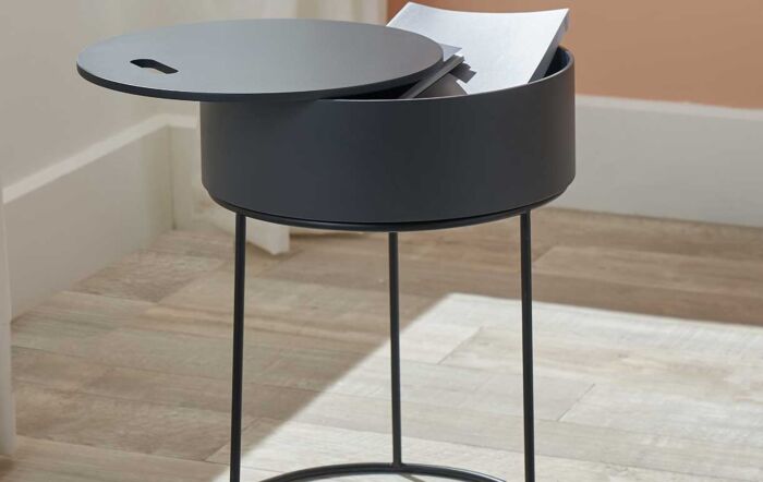 Pacific Lifestyle Hugo Dark Grey Wood And Black Metal Storage Table