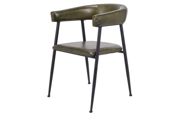Pacific Lifestyle Ferrero Sage Green Leather and Iron Curved Dining Chair