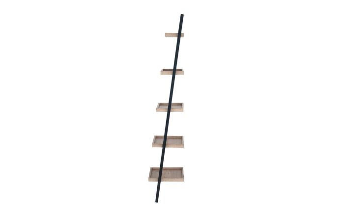 Pacific Lifestyle Gallery Natural Wood Veneer And Black Metal 5 Shelf Ladder Unit