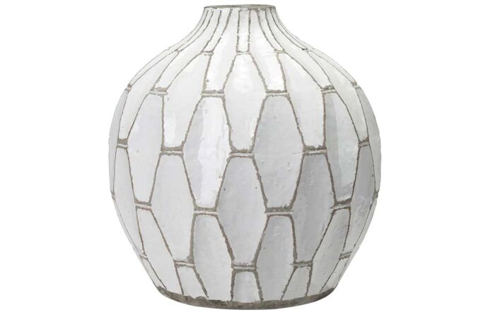 Pacific Lifestyle Gaudi White Stoneware Geometric Vase