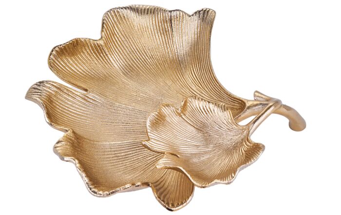 Pacific Lifestyle Gold Metal Dual Gingko Leaf Bowl Pacific Lifestyle Gold Metal Dual Gingko Leaf Bowl