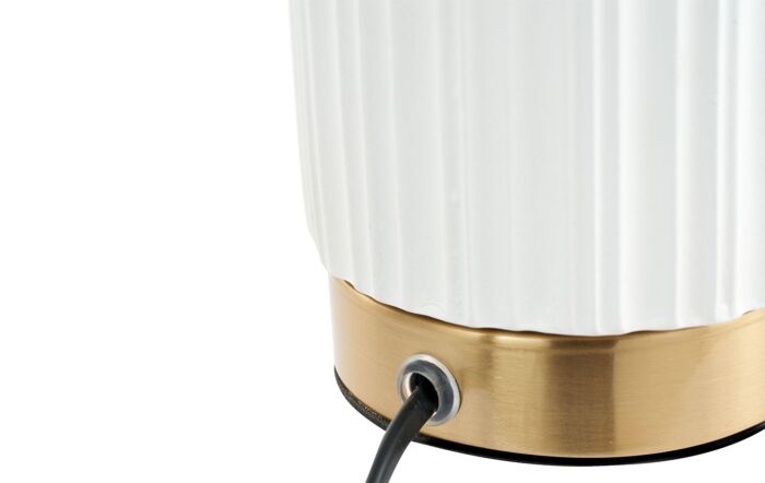Pacific Lifestyle Ionic White Textured Ceramic And Gold Metal Table Lamp