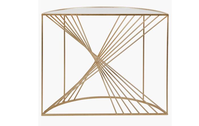 Pacific Lifestyle Liberty Glass And Gold Metal Half Moon Console Table