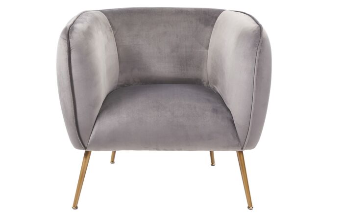 Pacific Lifestyle Lucca Dove Grey Velvet Chair with Gold Legs Pacific Lifestyle Lucca Dove Grey Velvet Chair with Gold Legs