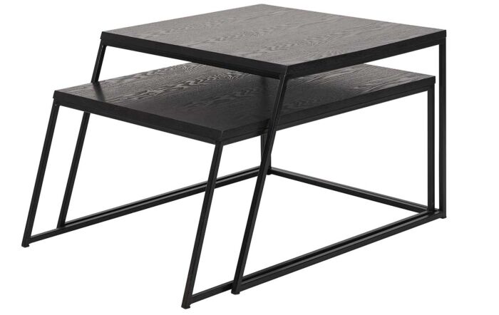 Pacific Lifestyle S/2 Mashiko Coffee Tables Black Ash Veneer and Black Metal Pacific Lifestyle S/2 Mashiko Coffee Tables Black Ash Veneer and Black Metal