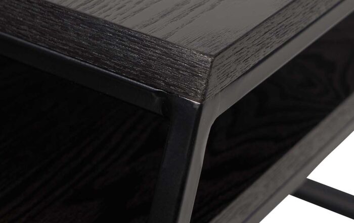 Pacific Lifestyle S/2 Mashiko Coffee Tables Black Ash Veneer and Black Metal