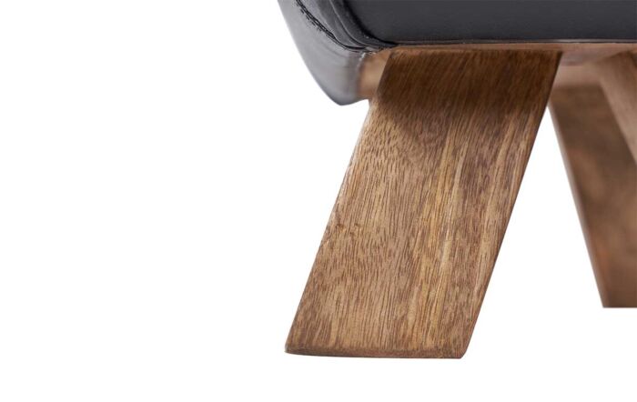 Pacific Lifestyle Pommello Black Leather, Woven Rattan and Wood Stool