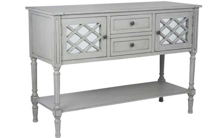 Pacific Lifestyle Puglia Dove Grey Mirrored Pine Wood Dresser