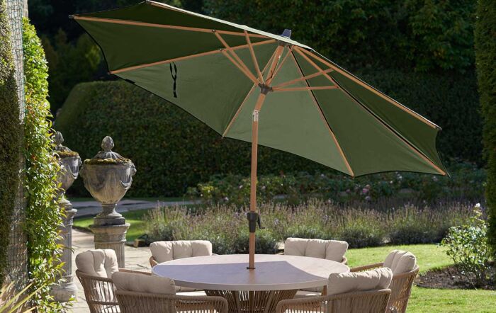 Pacific Lifestyle Riva Teak 3m Round Centre Pole Parasol - Olive Green