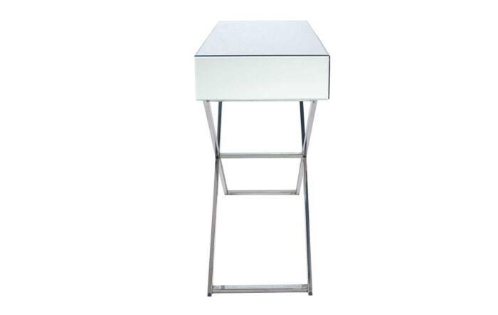 Pacific Lifestyle Rocco Silver Mirrored Glass And Metal Console Table Pacific Lifestyle Rocco Silver Mirrored Glass And Metal Console Table