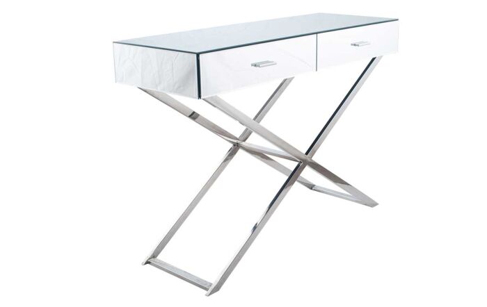 Pacific Lifestyle Rocco Silver Mirrored Glass And Metal Console Table Pacific Lifestyle Rocco Silver Mirrored Glass And Metal Console Table