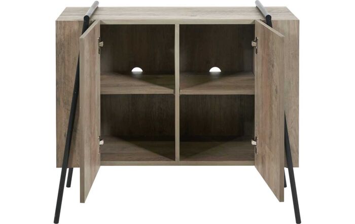 Pacific Lifestyle Osato Light Brown Wood Veneer and Black Metal 2 Door Sideboard Pacific Lifestyle Osato Light Brown Wood Veneer and Black Metal 2 Door Sideboard