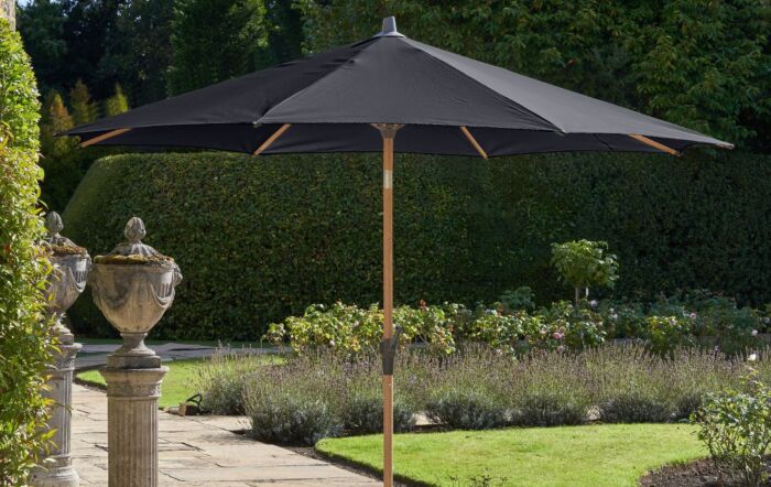 Pacific Lifestyle Riva Teak 3m Round Centre Pole Parasol - Anthracite