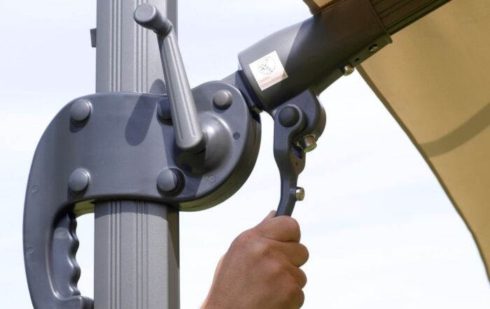 Bramblecrest Chichester 3M Round Crank Handle Parasol with Granite Base and FREE Cover - Grey