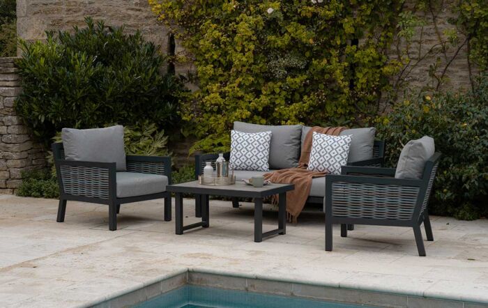 Bramblecrest Portofino Two Seater Garden Sofa Set with Coffee Table  Bramblecrest Portofino Two Seater Garden Sofa Set with Coffee Table