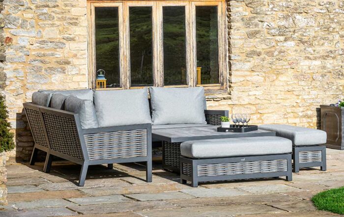 Bramblecrest Portofino Square Corner Sofa Set with Adjustable Ceramic Table