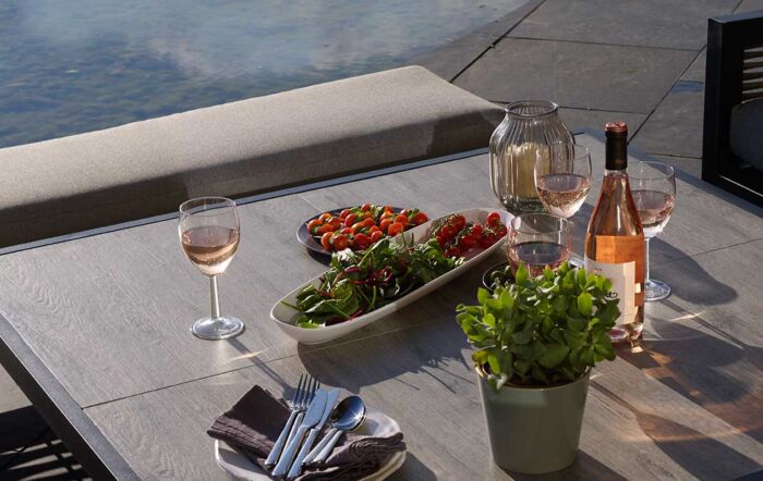 Bramblecrest Portofino Square Corner Sofa Set with Adjustable Ceramic Table