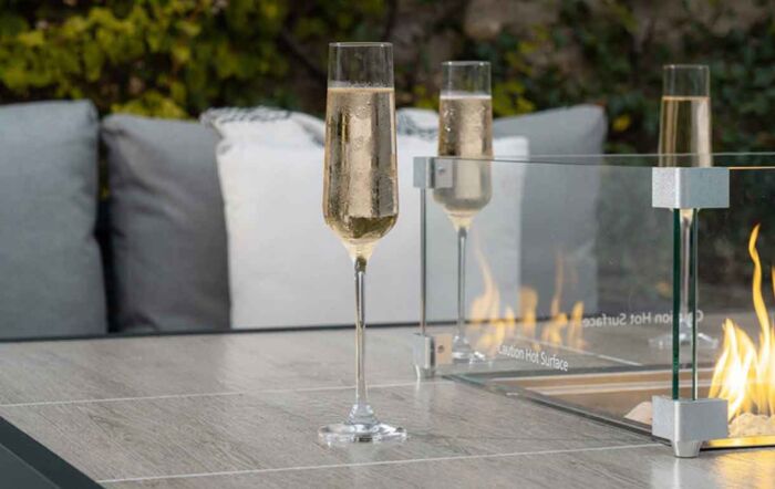 Bramblecrest Portofino Square Corner Firepit Set with Ceramic Table - Grey Bramblecrest Portofino Square Corner Firepit Set with Ceramic Table - Grey