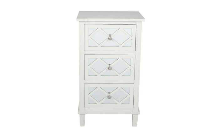 Pacific Lifestyle Puglia Ivory Mirrored Pine Wood 3 Drawer Unit  Pacific Lifestyle Puglia Ivory Mirrored Pine Wood 3 Drawer Unit