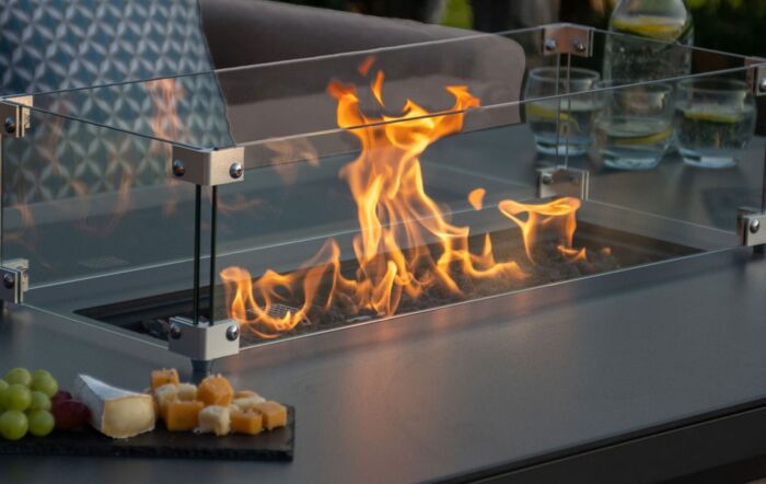 Maze Pulse 3 Seat Sofa Set With Firepit Table - Oatmeal Maze Pulse 3 Seat Sofa Set With Firepit Table - Oatmeal