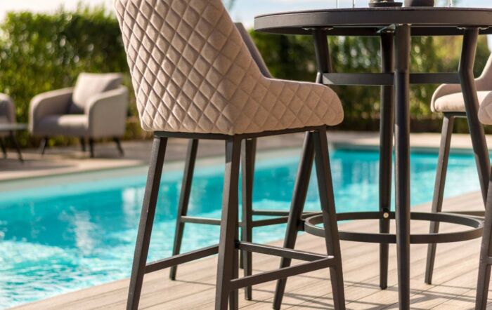 Maze Outdoor Fabric Regal 4 Seat Round Bar Set - Oatmeal Maze Outdoor Fabric Regal 4 Seat Round Bar Set - Oatmeal