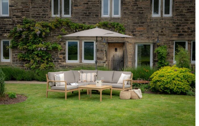 Pacific Lifestyle Riva 2.5mt Taupe Parasol With 40kg Wheeled  Base