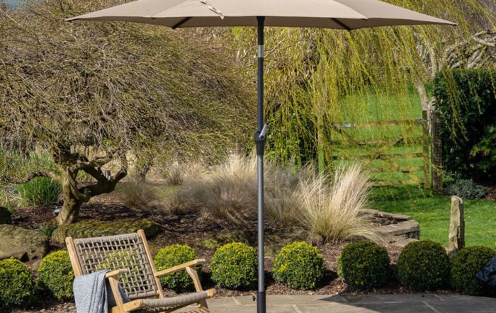 Pacific Lifestyle Riva 2.5m Round Taupe Parasol & 25kg Base