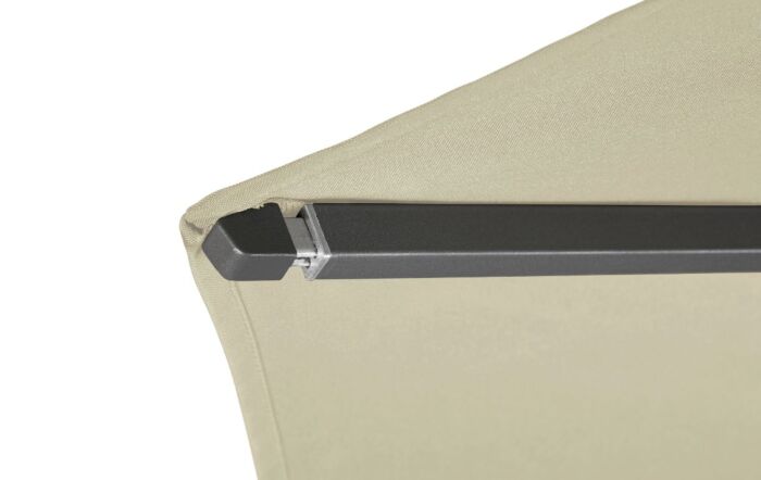 Pacific Lifestyle Riva 3.5m Champagne Parasol & 40kg Sandstone Ceramica Wheeled Base