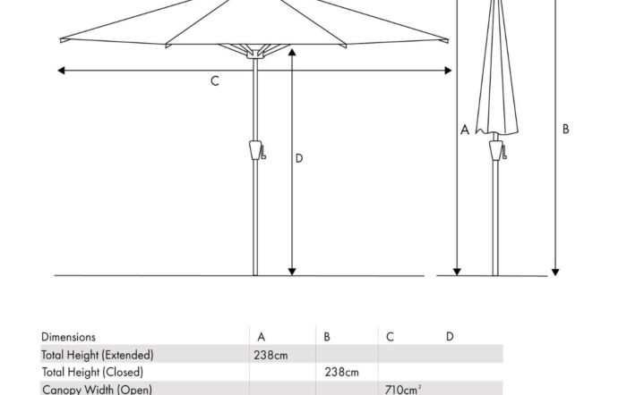 Pacific Lifestyle Riva 3m Faded Black Parasol With 40kg Ceramica Wheeled Base