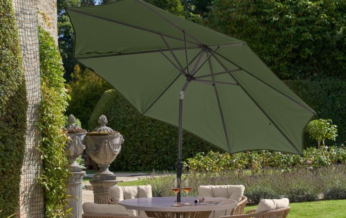 Pacific Lifestyle Riva 3.5m Olive Parasol & Ceramica 40kg Sandstone Wheeled Base