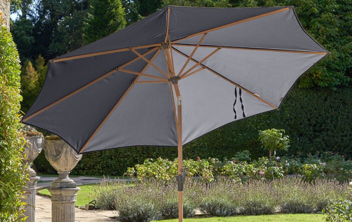 Pacific Lifestyle Riva Teak 3m Round Centre Pole Parasol - Anthracite