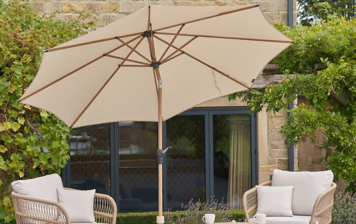 Pacific Lifestyle Riva Teak Round 3m Champagne Parasol