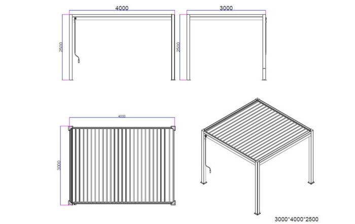 Celtic Leisure Saturn 3m x 4m Aluminium Pergola - Anthracite