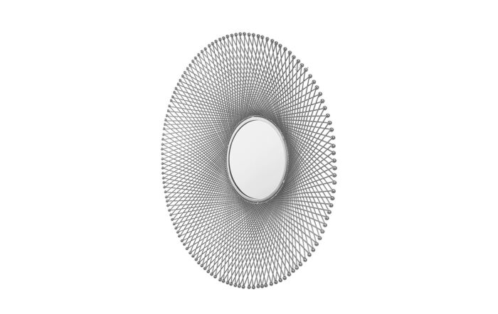 Pacific Lifestyle Silver Metal Fretwork Round Wall Mirror Pacific Lifestyle Silver Metal Fretwork Round Wall Mirror