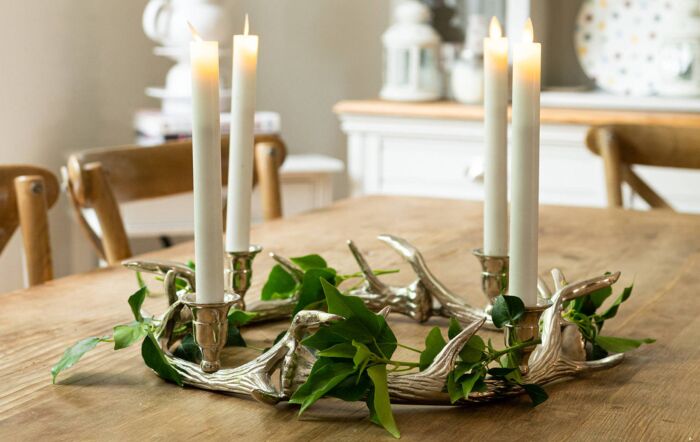 Hill Interiors Silver Nickel Circular Antler Candelabra With Four Candle Holder Hill Interiors Silver Nickel Circular Antler Candelabra With Four Candle Holder